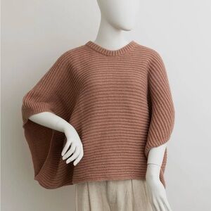 Crew Neck Mauve Poncho Sweater New with tags One Size Fits all